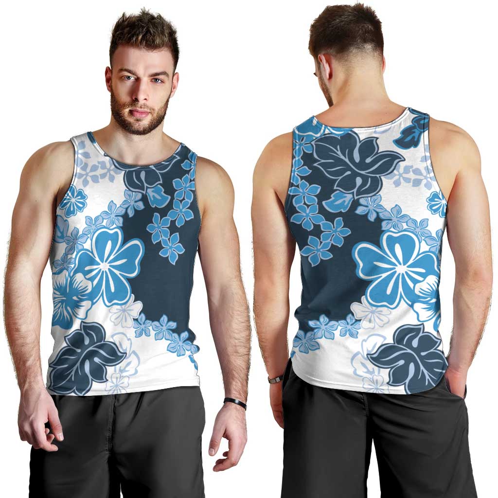 Blue Hibiscus Plumeria Floral Men Tank Top LT01 - Polynesian Pride