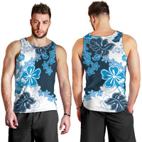 Blue Hibiscus Plumeria Floral Men Tank Top LT01 - Polynesian Pride
