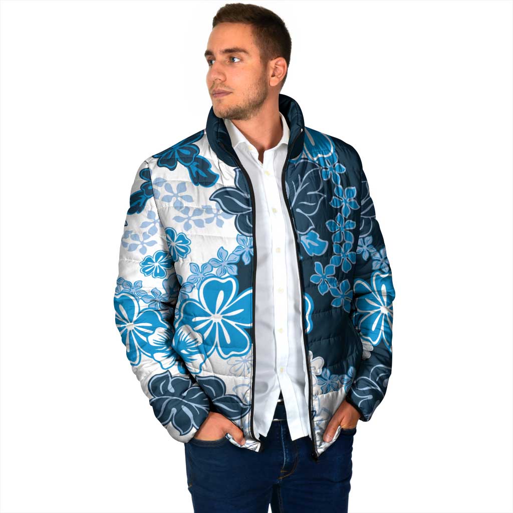 Blue Hibiscus Plumeria Floral Padded Jacket LT01 - Polynesian Pride
