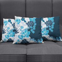 Blue Hibiscus Plumeria Floral Pillow Cover - Polynesian Pride
