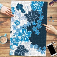 Blue Hibiscus Plumeria Floral Puzzle LT01 Blue - Polynesian Pride