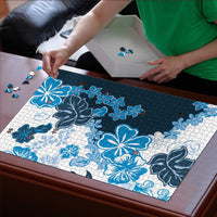 Blue Hibiscus Plumeria Floral Puzzle LT01 - Polynesian Pride