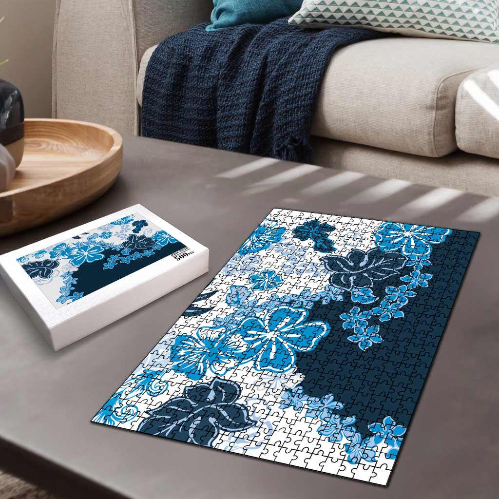 Blue Hibiscus Plumeria Floral Puzzle LT01 - Polynesian Pride