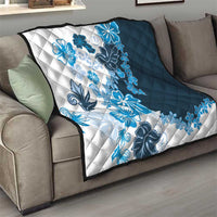 Blue Hibiscus Plumeria Floral Quilt - Polynesian Pride