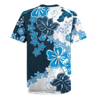 Blue Hibiscus Plumeria Floral Rugby Jersey LT01 - Polynesian Pride