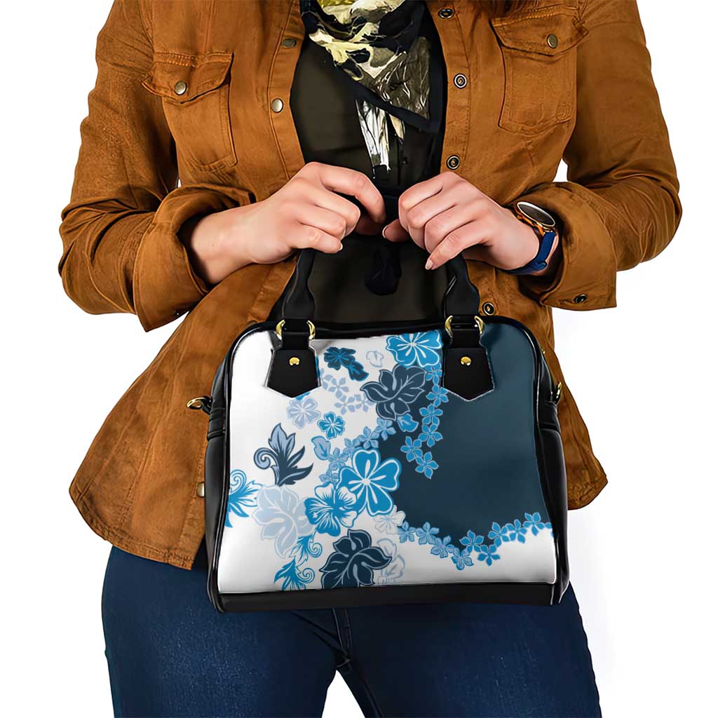 Blue Hibiscus Plumeria Floral Shoulder Handbag - Polynesian Pride
