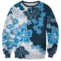 Blue Hibiscus Plumeria Floral Sweatshirt LT01 Unisex Blue - Polynesian Pride