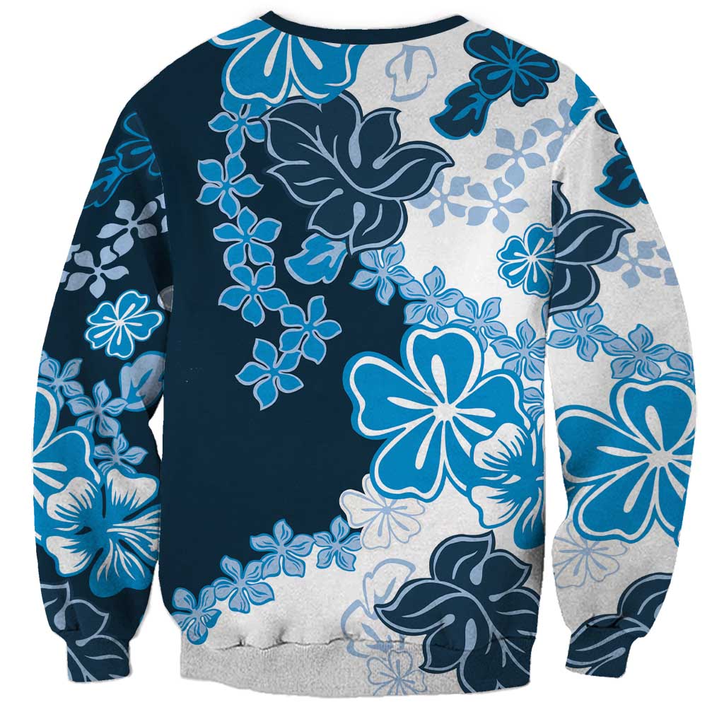 Blue Hibiscus Plumeria Floral Sweatshirt LT01 - Polynesian Pride