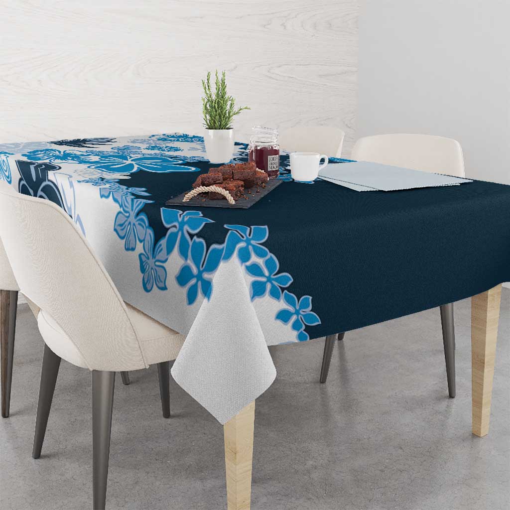 Blue Hibiscus Plumeria Floral Tablecloth LT01 - Polynesian Pride