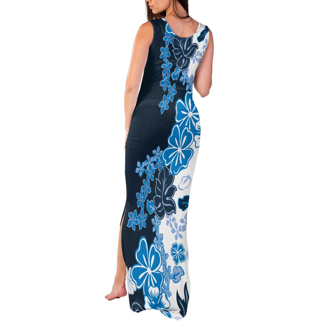 Blue Hibiscus Plumeria Floral Tank Maxi Dress - Polynesian Pride