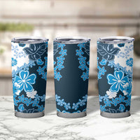 Blue Hibiscus Plumeria Floral Tumbler Cup - Polynesian Pride
