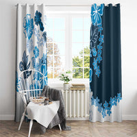 Blue Hibiscus Plumeria Floral Window Curtain - Polynesian Pride