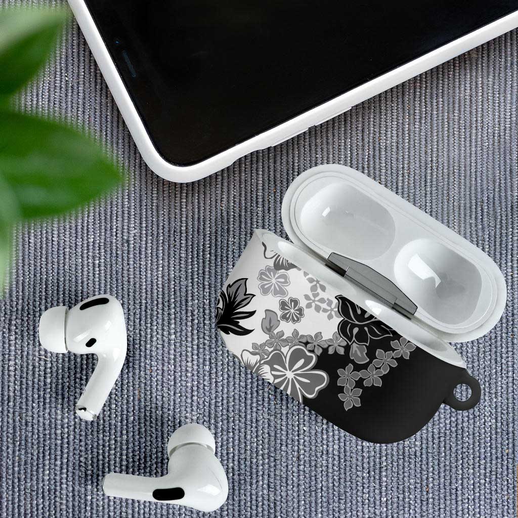 Gray Scale Hibiscus Plumeria Floral AirPods Case - Polynesian Pride