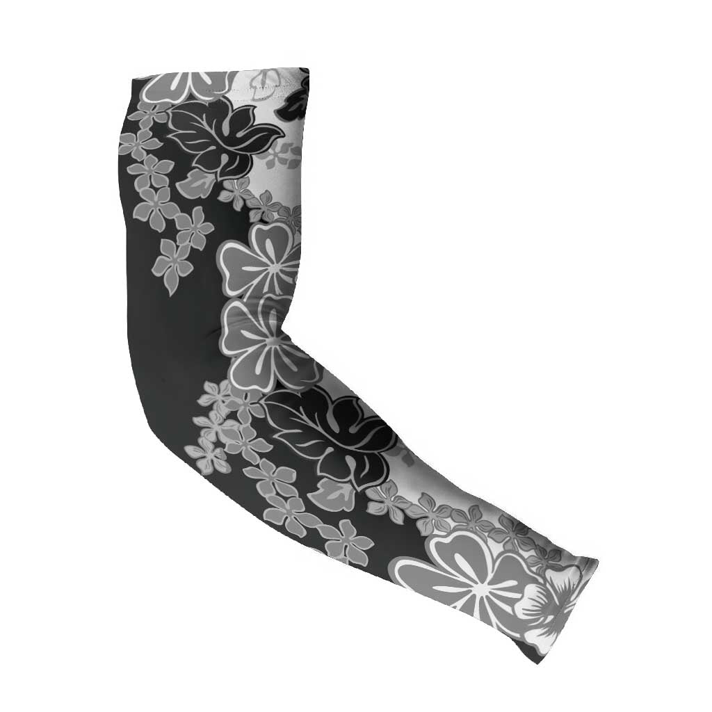Gray Scale Hibiscus Plumeria Floral Arm Sleeves LT01 - Polynesian Pride