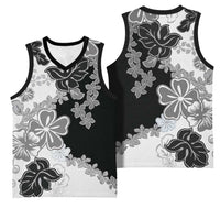 Gray Scale Hibiscus Plumeria Floral Basketball Jersey LT01 - Polynesian Pride