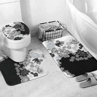 Gray Scale Hibiscus Plumeria Floral Bathroom Set - Polynesian Pride