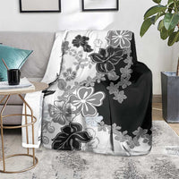 Gray Scale Hibiscus Plumeria Floral Blanket - Polynesian Pride