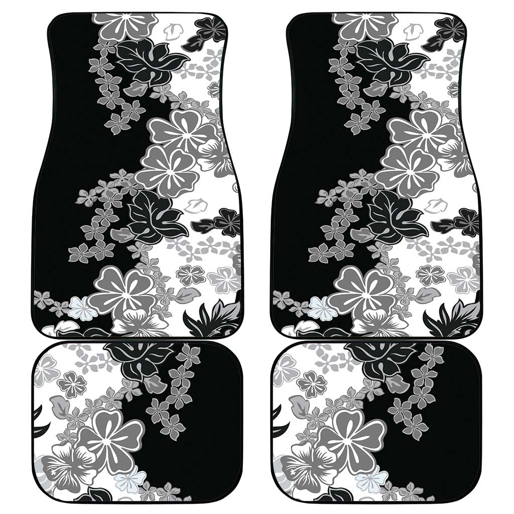 Gray Scale Hibiscus Plumeria Floral Car Mats LT01 - Polynesian Pride
