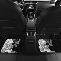 Gray Scale Hibiscus Plumeria Floral Car Mats LT01 Set 2pcs - Back Black - Polynesian Pride