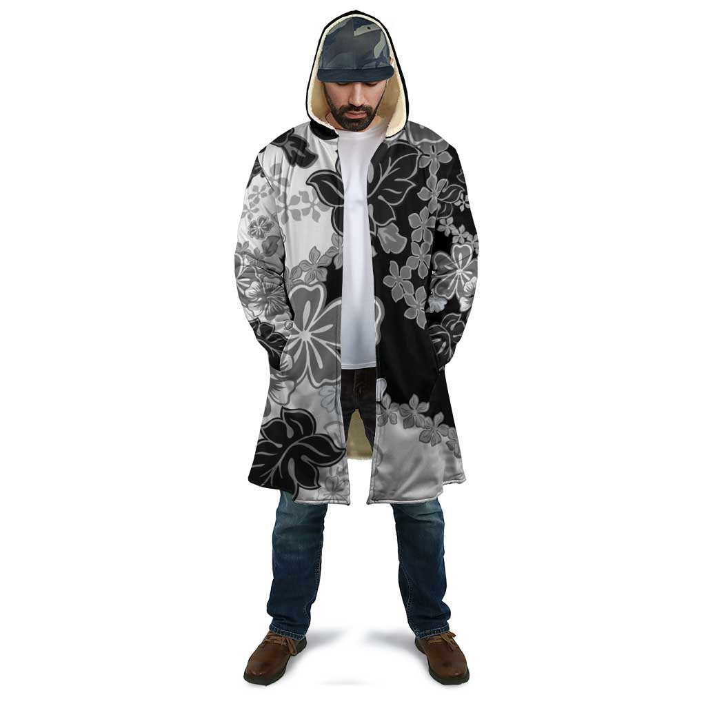 Gray Scale Hibiscus Plumeria Floral Cloak - Polynesian Pride