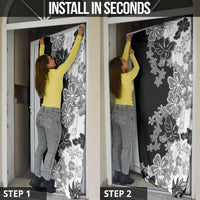 Gray Scale Hibiscus Plumeria Floral Door Cover - Polynesian Pride