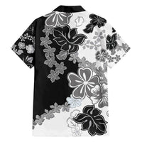 Gray Scale Hibiscus Plumeria Floral Family Matching Long Sleeve Bodycon Dress and Hawaiian Shirt - Polynesian Pride
