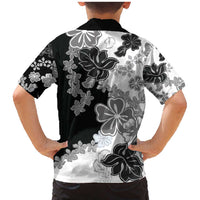 Gray Scale Hibiscus Plumeria Floral Family Matching Mermaid Dress and Hawaiian Shirt - Polynesian Pride