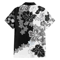 Gray Scale Hibiscus Plumeria Floral Family Matching Short Sleeve Bodycon Dress and Hawaiian Shirt - Polynesian Pride