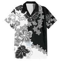 Gray Scale Hibiscus Plumeria Floral Family Matching Tank Maxi Dress and Hawaiian Shirt - Polynesian Pride