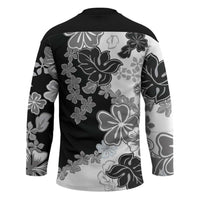 Gray Scale Hibiscus Plumeria Floral Hockey Jersey - Polynesian Pride
