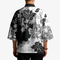 Gray Scale Hibiscus Plumeria Floral Kimono - Polynesian Pride