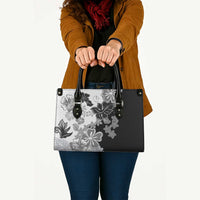 Gray Scale Hibiscus Plumeria Floral Leather Bag - Polynesian Pride