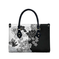 Gray Scale Hibiscus Plumeria Floral Leather Bag - Polynesian Pride