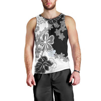 Gray Scale Hibiscus Plumeria Floral Men Tank Top LT01 - Polynesian Pride