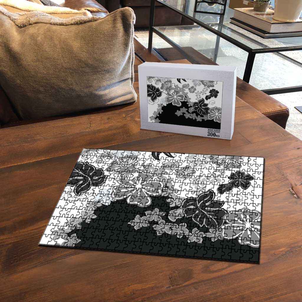 Gray Scale Hibiscus Plumeria Floral Puzzle LT01 - Polynesian Pride