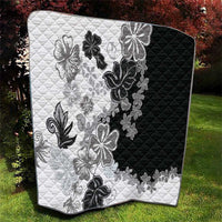 Gray Scale Hibiscus Plumeria Floral Quilt - Polynesian Pride