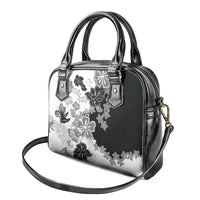 Gray Scale Hibiscus Plumeria Floral Shoulder Handbag - Polynesian Pride