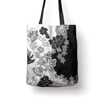 Gray Scale Hibiscus Plumeria Floral Tote Bag - Polynesian Pride