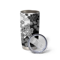 Gray Scale Hibiscus Plumeria Floral Tumbler Cup - Polynesian Pride