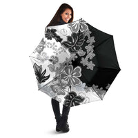 Gray Scale Hibiscus Plumeria Floral Umbrella - Polynesian Pride