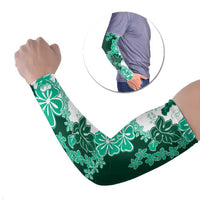 Green Hibiscus Plumeria Floral Arm Sleeves LT01 Set of 2 Green - Polynesian Pride