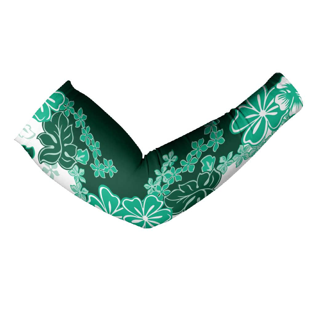 Green Hibiscus Plumeria Floral Arm Sleeves LT01 - Polynesian Pride