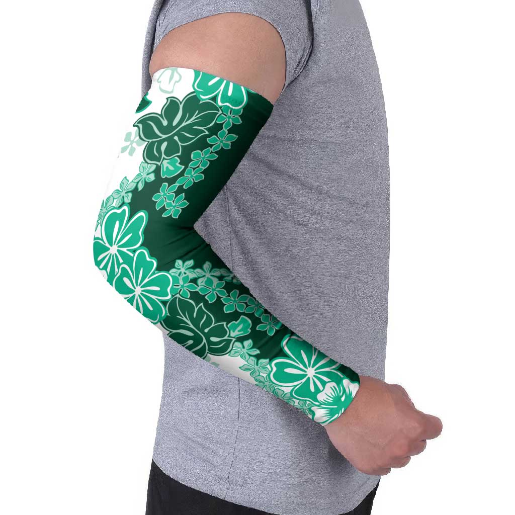 Green Hibiscus Plumeria Floral Arm Sleeves LT01 - Polynesian Pride