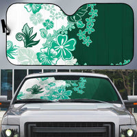 Green Hibiscus Plumeria Floral Auto Sun Shade LT01 Green - Polynesian Pride