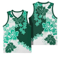 Green Hibiscus Plumeria Floral Basketball Jersey LT01 - Polynesian Pride