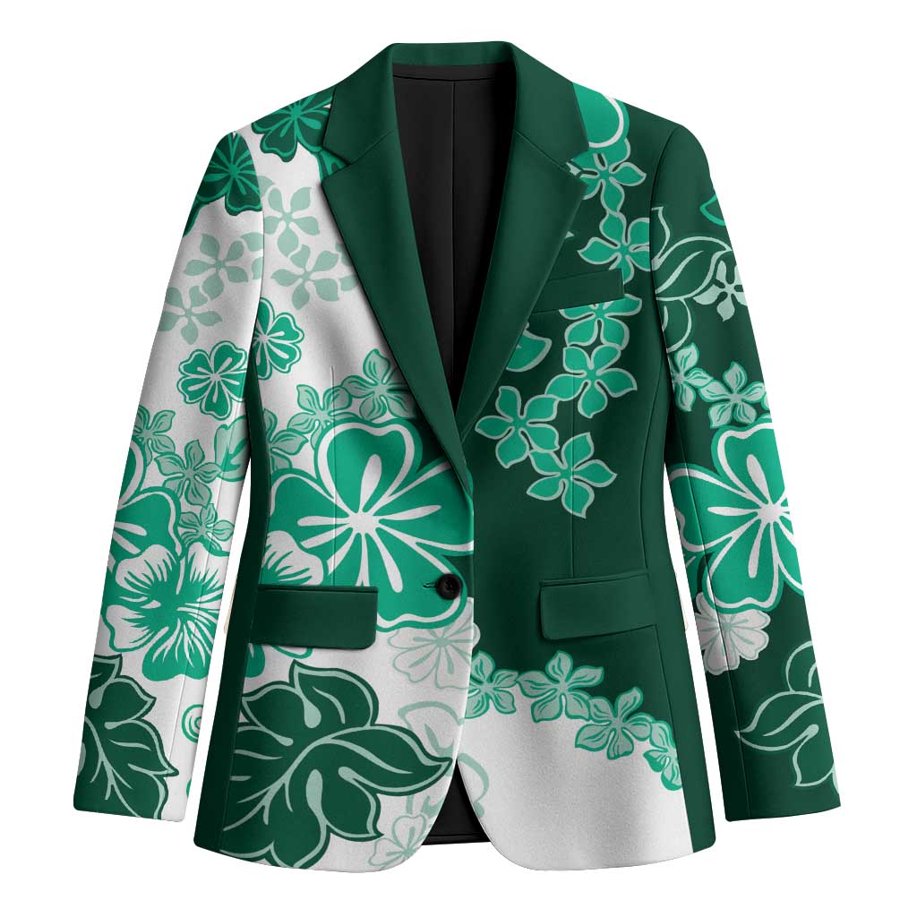 Green Hibiscus Plumeria Floral Blazer - Polynesian Pride