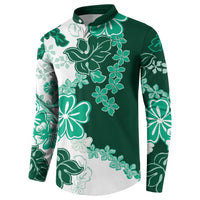Green Hibiscus Plumeria Floral Button Sweatshirt LT01 - Polynesian Pride
