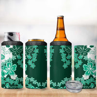 Green Hibiscus Plumeria Floral 4 in 1 Can Cooler Tumbler LT01 - Polynesian Pride