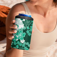 Green Hibiscus Plumeria Floral 4 in 1 Can Cooler Tumbler LT01 - Polynesian Pride