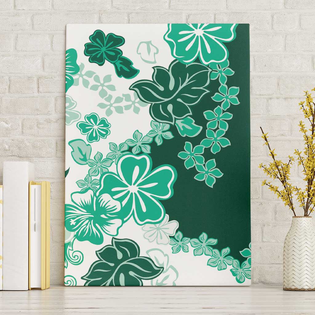 Green Hibiscus Plumeria Floral Canvas Wall Art LT01 Without Frame Green - Polynesian Pride